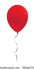 3d Realistic red Balloon. Holiday illustration of flying glossy balloon. Isolated on white Background. Vector Illustration