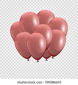 3d Realistic red Bunch of Birthday Balloons Flying for Party and Celebrations With Space for Message Isolated in White Background