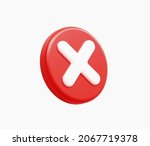 3D Realistic Red cross checkmark sign vector illustration