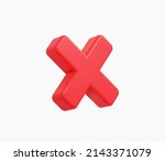 3d Realistic Red cross checkmark sign vector illustration