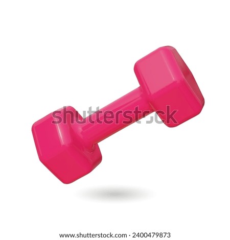 3d realistic red dumbbell isolated on white background. Vector illustration. Fitness equipment for exercise banner, weights training and workout, 3d rendering
