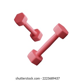 3d realistic red dumbbells isolated on white background. Vector illustration