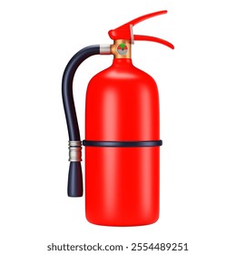 3D realistic red fire extinguisher. Template mockup detailed extinguisher working on dry powder. Gradient mesh. Stock vector illustration on isolated background.