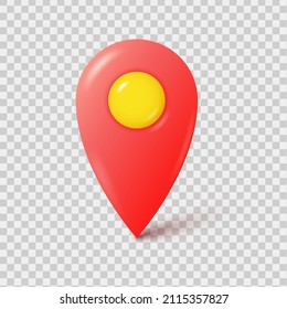 3.ª clavija de localización roja realista. Icono de marcador de puntero Gps