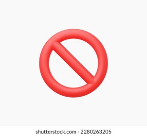 3d Realistic Red prohibited sign vector illustration.