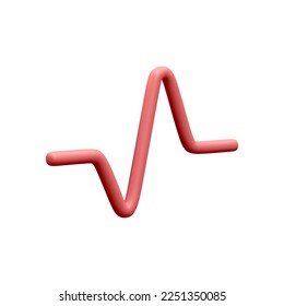3d realistic red pulse line for medical apps and websites. Medical healthcare concept. Heart pulse, heartbeat line, cardiogram. Vector illustration