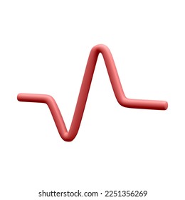 3d realistic red pulse line for medical apps and websites. Medical healthcare concept. Heart pulse, heartbeat line, cardiogram. Vector illustration