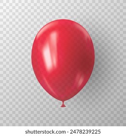 3d realistic red transparent balloon. USA Independence Day patriotic design. American flag colors decoration for 4th July party. Vector illustration EPS 10.