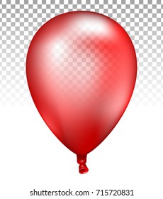 3d Realistic red transparent Balloon. Vector illustration of photorealistic flying helium balloon.