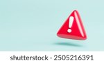 3D realistic red triangle alarm and warning signal banner. Black signal caution about danger alert, risk warning, danger alert. Warning sign concept. Vector illustration triangle attention sign icon