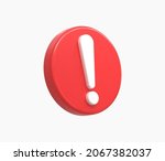 3D Realistic red warning sign vector illustration.