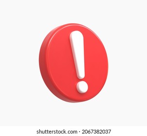 3D Realistic red warning sign vector illustration.