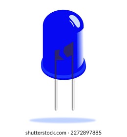 3D realistic render of blue matte led diode. isolated on white background.