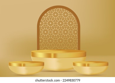 3d realistic render scene with product podium display Vector illustration