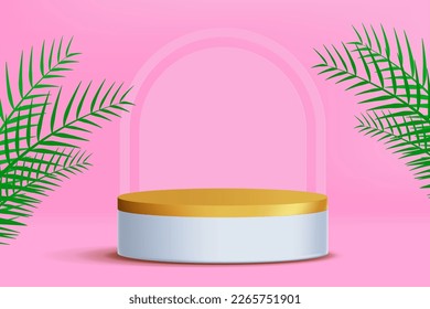 3d realistic render scene with product podium display Vector illustration