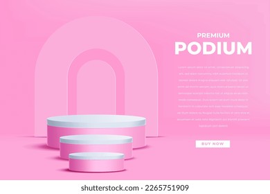 3d realistic render scene with product podium display Vector illustration