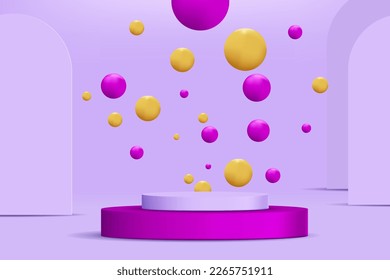 3d realistic render scene with product podium display Vector illustration