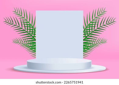 3d realistic render scene with product podium display Vector illustration