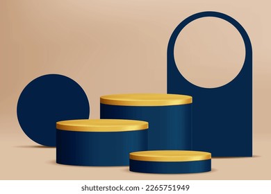 3d realistic render scene with product podium display Vector illustration