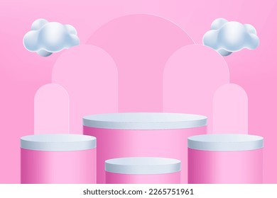 3d escena de representación realista con pantalla de podio de producto Ilustración vectorial