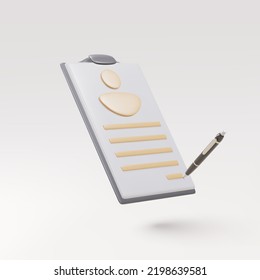 3d realistic  resume and pens icon. Job search, human resources, business, job interview, recruitment concept. Vector illustration.