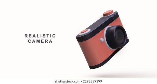 3D realistic retro camera. Vector illustration.