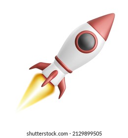 3.d cohete realista aislado sobre fondo blanco. Ilustración del vector