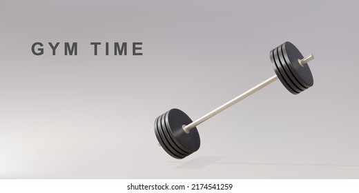 3d realistic rotated barbell isolated on gray background. Vector illustration.