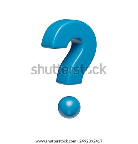 3d realistic rotating blue question symbol on white. Ask FAQ and QA answer solution mark icon. Support, help, problem solution sign three-dimensional rendering vector illustration
