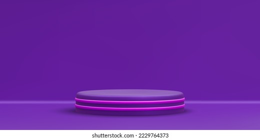 3d podio redondo realista. Escena y plataforma sobre fondo de luz. Diseñar pedestal para el premio y el ganador. Ilustración del vector