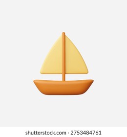 3d Realistic Sailboat icon vector illustration
