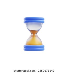 3d realistic sandclock vector illustration. Hourglass with sand running inside. 3D watch, timer logo icon and symbol isolated on white. Vintage sandglass to measure time. Time management concept