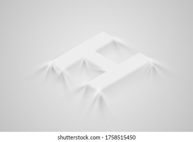 3D realistic satin 'H' font, isometric vector illustration