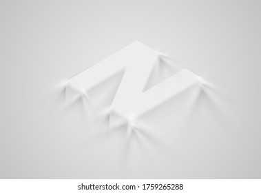 3D realistic satin 'N' font, isometric vector illustration