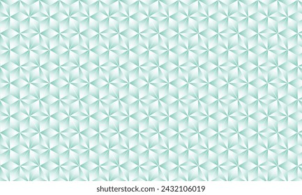 3D realistic seagreen and white gradient pattern. Modern cube texture. seamless pattern Background. Repeating tiles. Triangular volumetric elements of different random size. 3D illustration. EPS 10