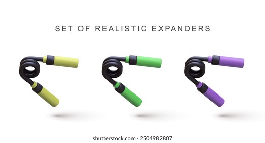 3d realistic set Carpal expanders. Vector illustration.