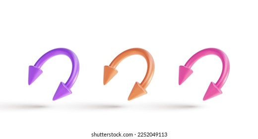 3D realistischer Satz fliegender Piercing Schmuck, Grill mit Zapfen für Gesicht und Körper Dekoration. Vektorgrafik.