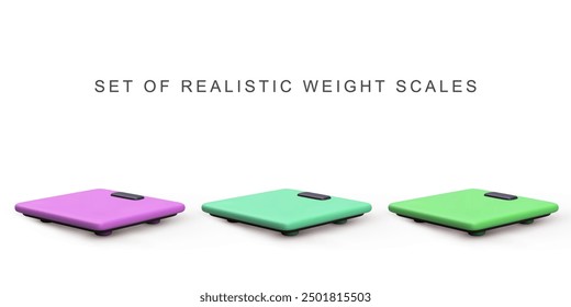 3d realistic set Weight scales,  Gym time concept. on white background. Vector illustration.