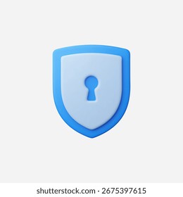 3d Realistic Shield with Keyhole icon vector Illustration