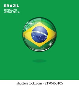 3d realistic shiny plastic ball or ball with Brazil flag