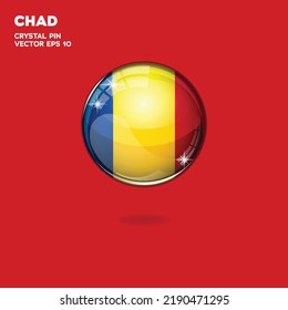 3.ª bola o bola de plástico brillante realista con bandera de Chad
