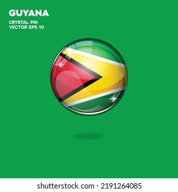 3d realistic shiny plastic ball or ball with Guyana flag
