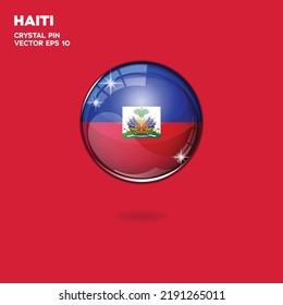 3d realistic shiny plastic ball or ball with Haiti flag