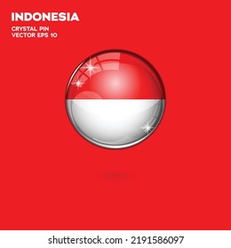 3D-realistischer glänzender Kunststoff-Ball oder Ball unter der Flagge Indonesiens
