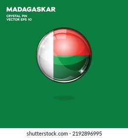 3d realistisch glänzender Plastikball oder Ball mit Madagaskar-Flagge