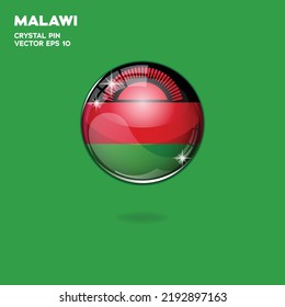 3d realistic shiny plastic ball or ball with Malawi flag