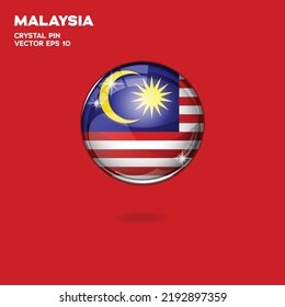 3d realistic shiny plastic ball or ball with Malaysia flag