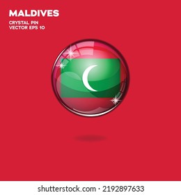 3d realistic shiny plastic ball or ball with Maldives flag