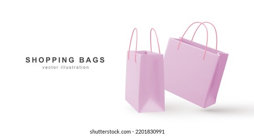 3d realistic shopping bags. Vector illustration.