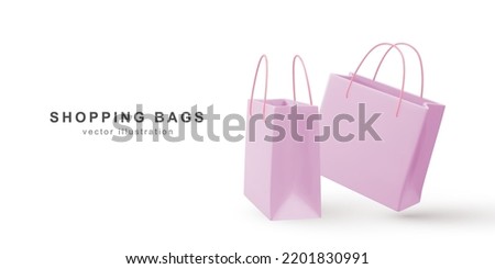 3d realistic shopping bags. Vector illustration.